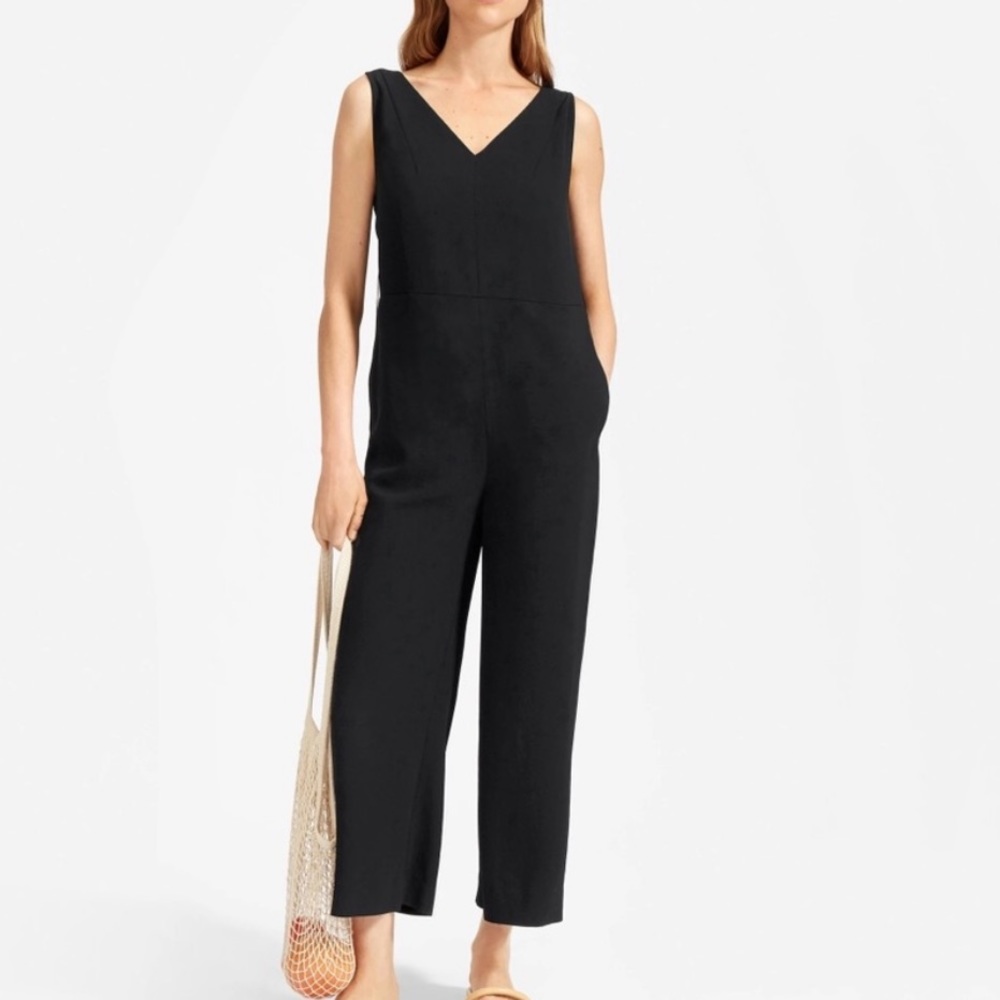 Everlane Black Wide Leg The Japanese GoWeave Essential Jumpsuit size 12 NWOT